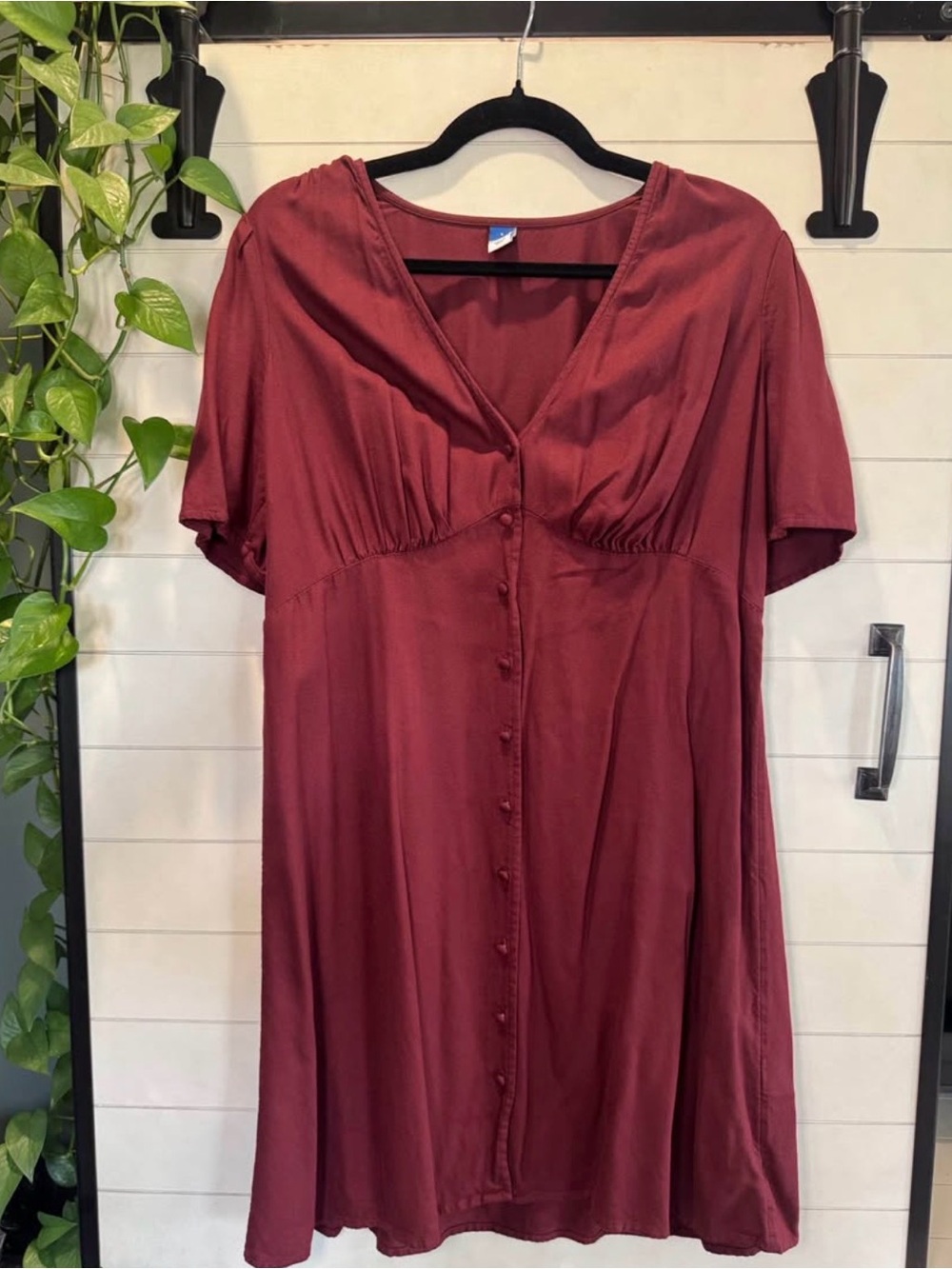 Old Navy Burgundy Button-Front Mini Dress